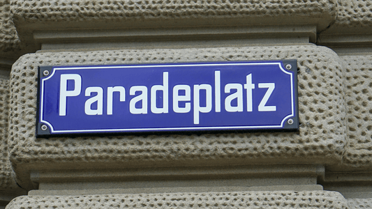 Street sign of Paradeplatz in Zurich, Switzerland